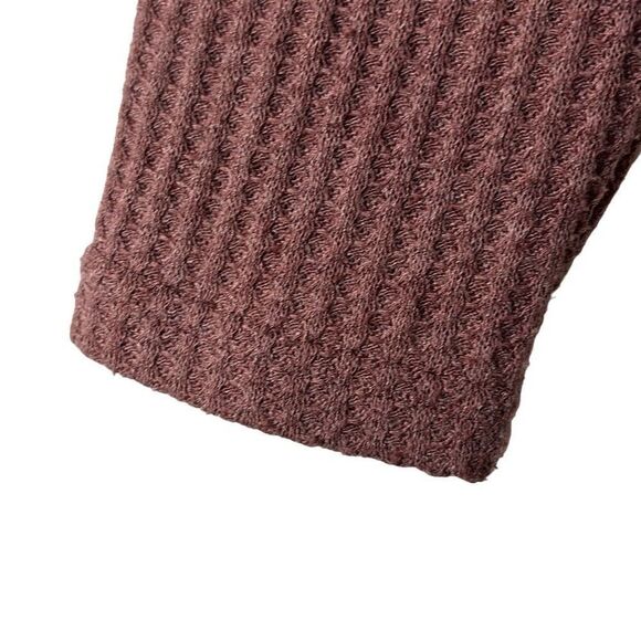 Miholl earthy muted mulberry color waffle weave top with front knot hem M - Picture 6 of 8